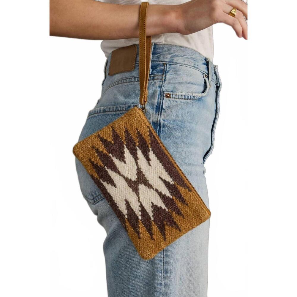 NEW PANACHE APPAREL women's western aztec wool wristlet in tan/brown/cream with